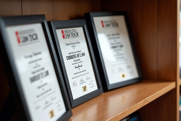 Legal awards and recognition certificates
